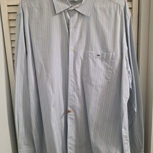 Lacoste Light Blue Striped Button Down Shirt